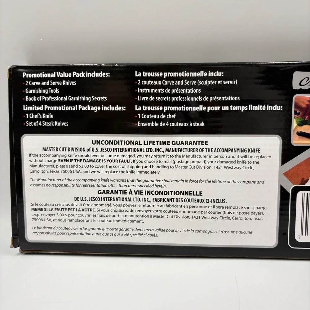 Master Cut 2 Knife Set Kitchen 9pc Black Surgical Stainless Steel Garnishing